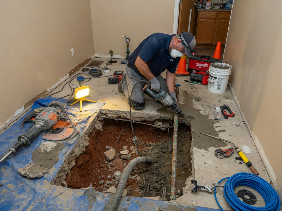 Cold Water Line Slab Leak Repair in Olathe, KS